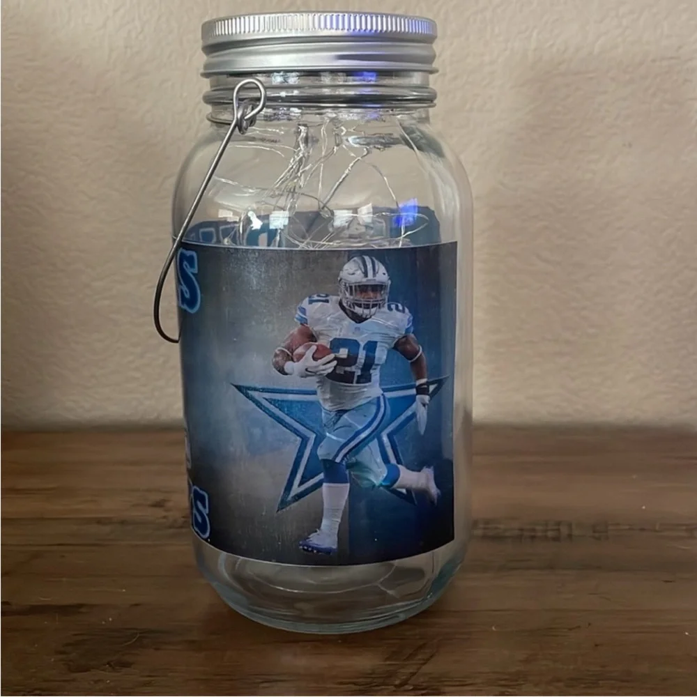 Dallas Cowboys Glass Light-Up Mason Jar